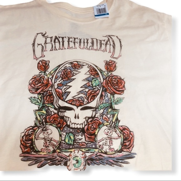 GREATFUL DEAD Cropped Graphic Band T - Shirt By Mighty Fine Size XL - Picture 3 of 3